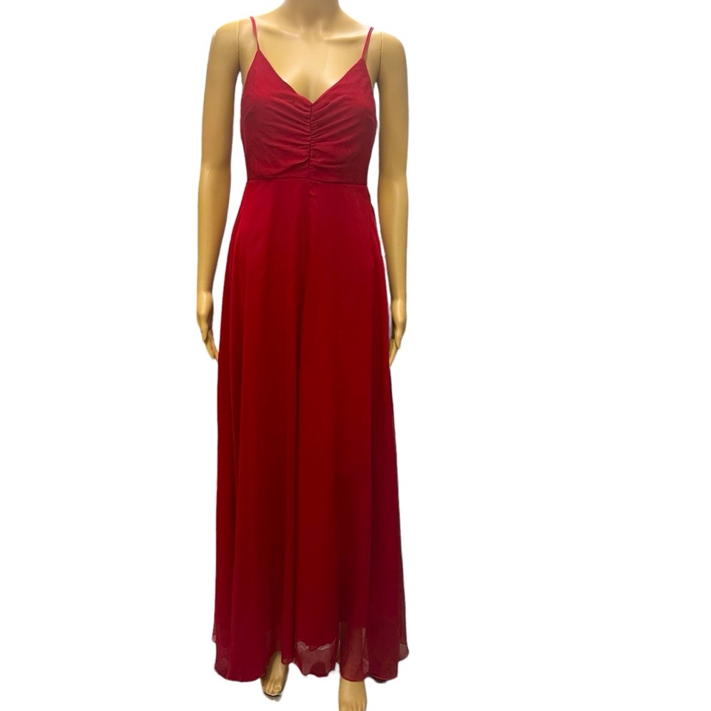 Altard State Chiffon Tavia Chili Pepper Spaghetti Strap Maxi Dress Gown Size XS